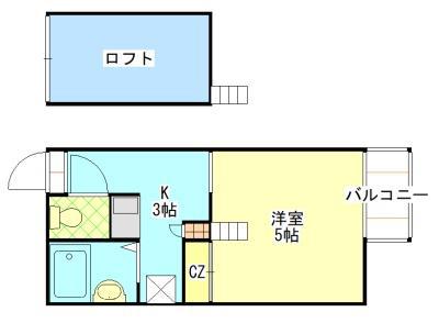 シャンテ川口(1K/2階)の間取り写真