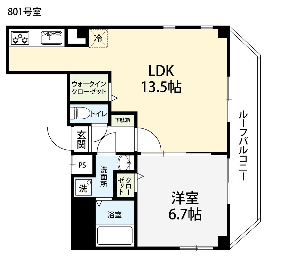 サンライズヴィラ(1LDK/8階)の間取り写真