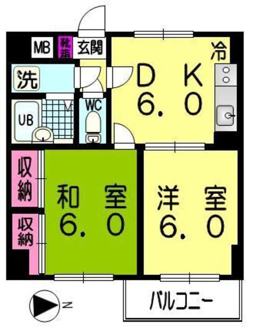 ネクサス東青梅(2DK/2階)の間取り写真