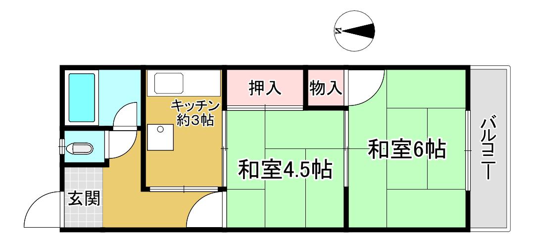 雅喜マンション(2K/2階)の間取り写真