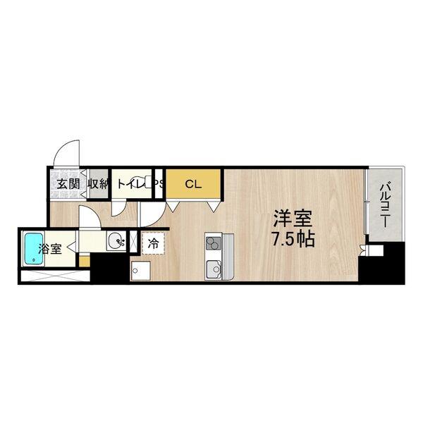 CITY SPIRE堺筋本町(ワンルーム/6階)の間取り写真