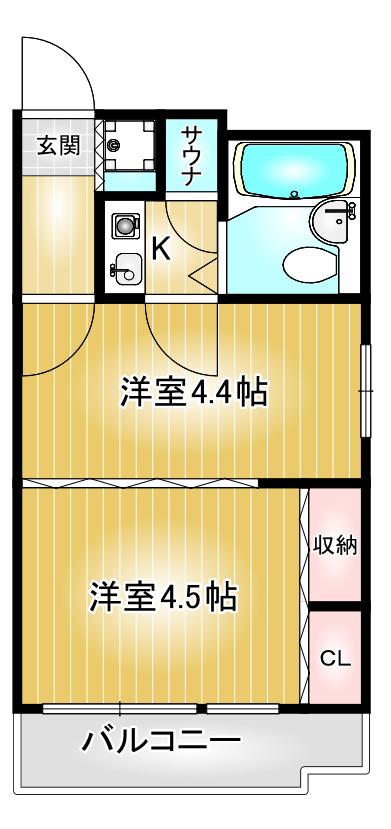 エスト葵南(2K/7階)の間取り写真