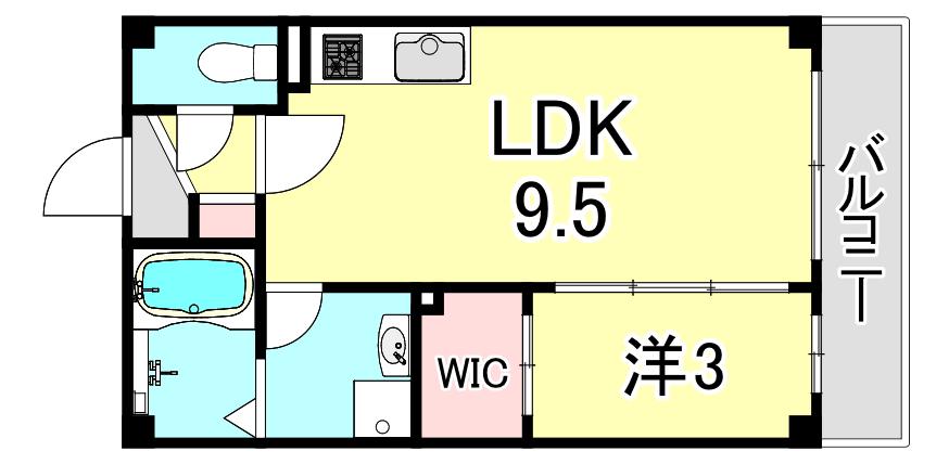 ルクス西宮北口(1LDK/1階)の間取り写真
