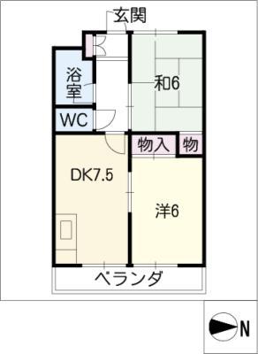 パステルハイム(2DK/4階)の間取り写真
