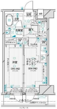 デュオ・スカーラ西新宿II(1LDK/5階)の間取り写真