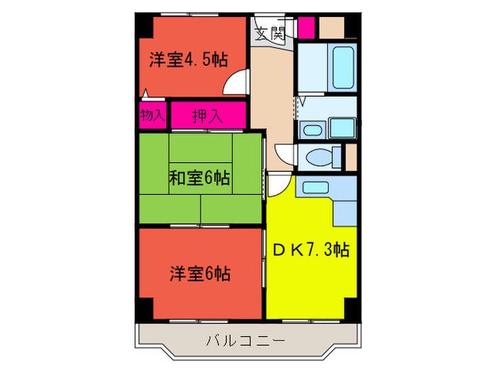 ウイング岸和田I番館(3DK/4階)の間取り写真