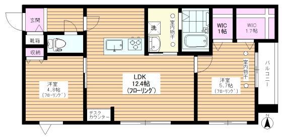 LE PORTE BONHEUR(2LDK/2階)の間取り写真
