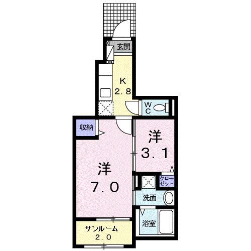 エクセレント T.Y II(1SK/1階)の間取り写真
