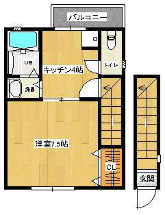 EIGHT TWOエイトトゥー(1K/2階)の間取り写真
