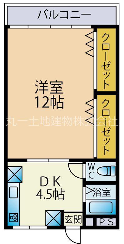 なかのコーポ(1K/3階)の間取り写真