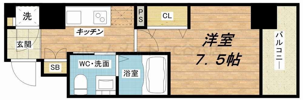 レジュールアッシュ京橋CROSSII(1K/3階)の間取り写真