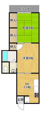 林ビル(2DK/2階)の間取り写真