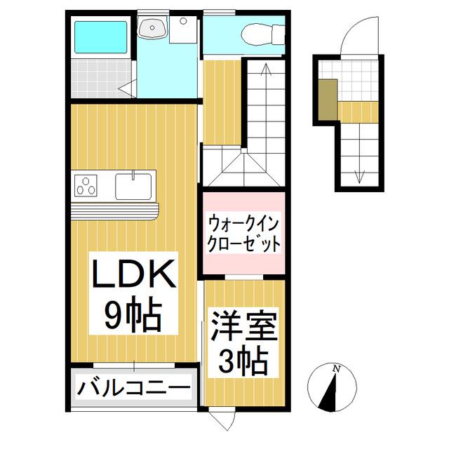 クレスト中之条(1LDK/2階)の間取り写真