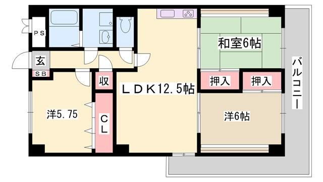 メゾン花北(3LDK/7階)の間取り写真