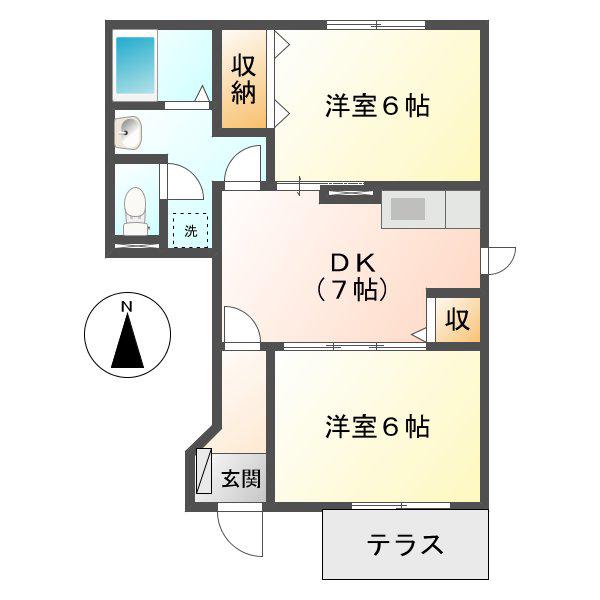 イースト21(2DK/1階)の間取り写真