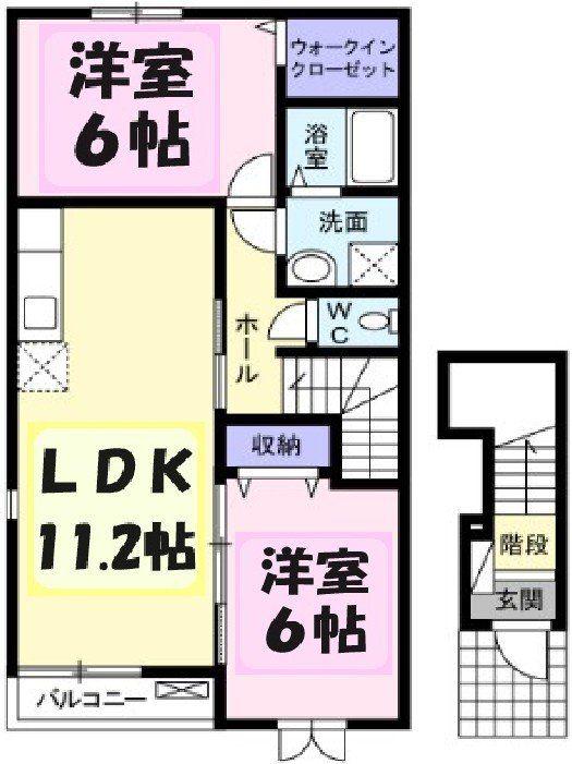 パークサイドアヴェニュー(2LDK/2階)の間取り写真