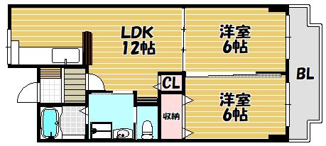 パルシオ深北(2LDK/4階)の間取り写真
