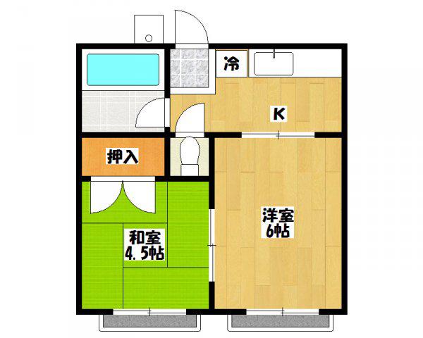 ハイツ菅野(2K/2階)の間取り写真