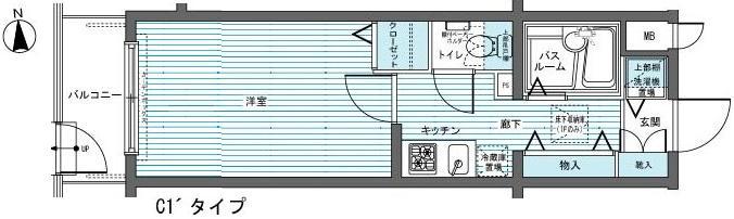 フェニックス麻布狸穴公園(1K/1階)の間取り写真