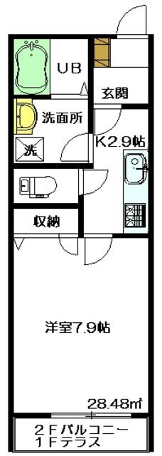 メゾンベル(1K/2階)の間取り写真