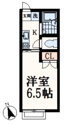 ハイツ向の岡(1K/2階)の間取り写真