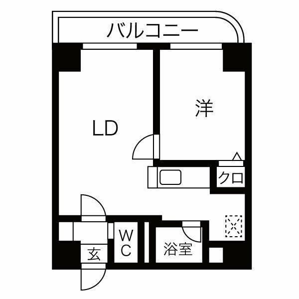 ドエルラクーン・大通公園(1LDK/4階)の間取り写真