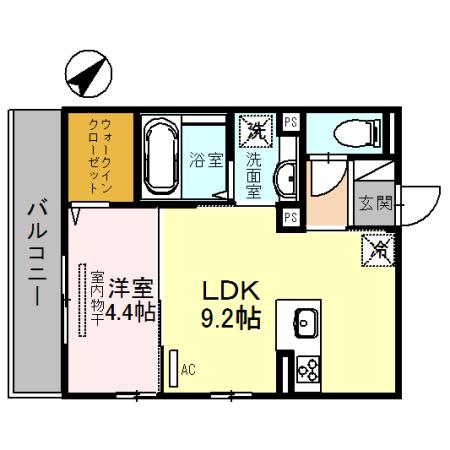 デンテ・ディ・レオーネ(1LDK/3階)の間取り写真