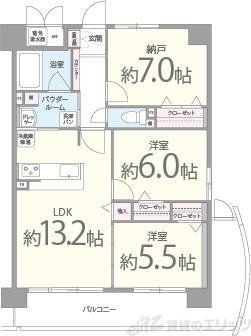 リバーフィールド茨木(2SLDK/5階)の間取り写真