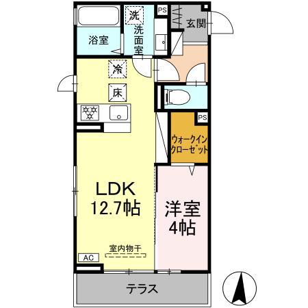 クレストTM(1LDK/1階)の間取り写真