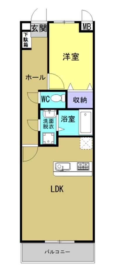 杉村ビル(1LDK/4階)の間取り写真