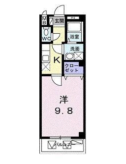 ウエストメゾン大宮(1K/1階)の間取り写真