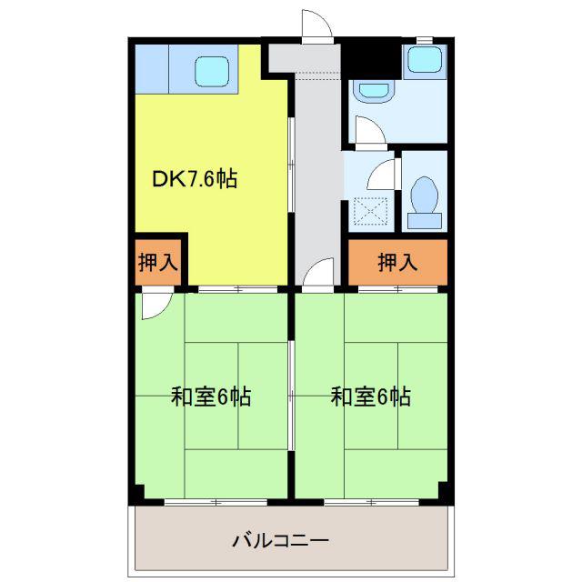 第2水山マンション(2DK/4階)の間取り写真
