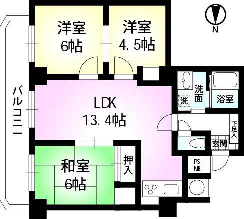エイティフォーはまだ山(3LDK/2階)の間取り写真
