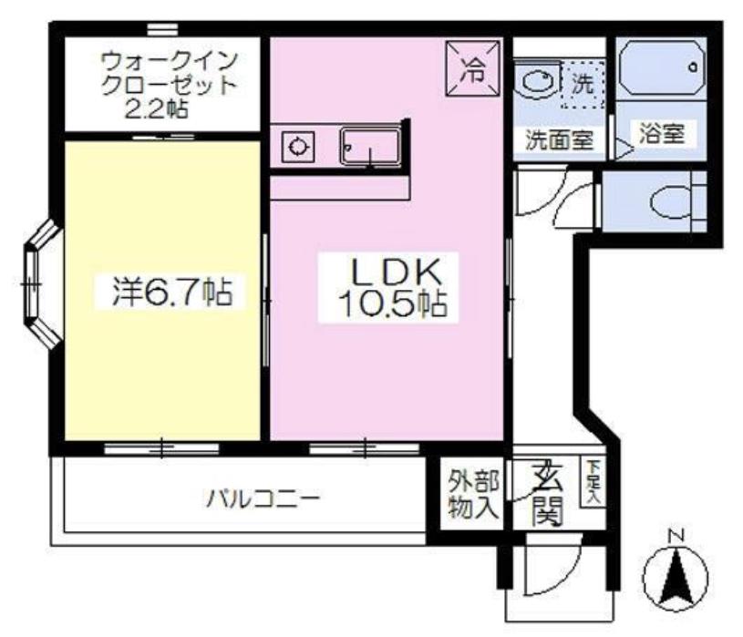 ペルグランデ伝上山I(1LDK/1階)の間取り写真