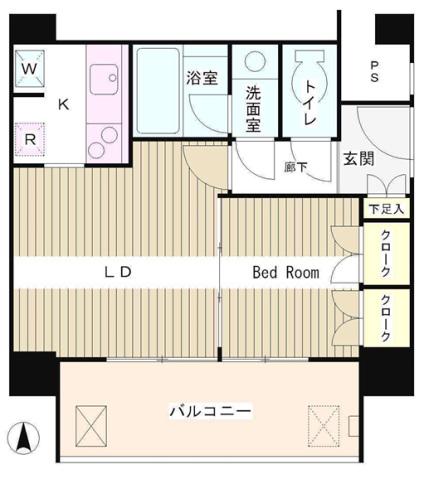 リバー&タワー(1LDK/4階)の間取り写真