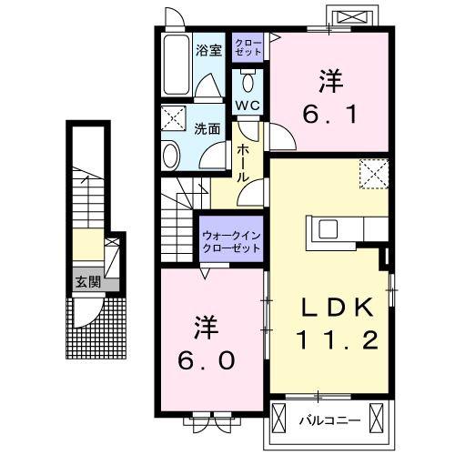 ラルカンシエル(2LDK/2階)の間取り写真