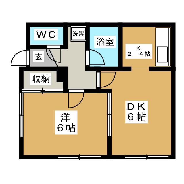 ケルンI(1LDK/1階)の間取り写真