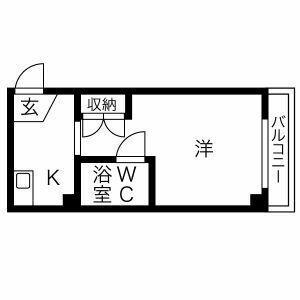 グランシャトー橘(1K/5階)の間取り写真