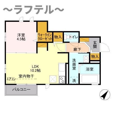 フローラII(1LDK/1階)の間取り写真