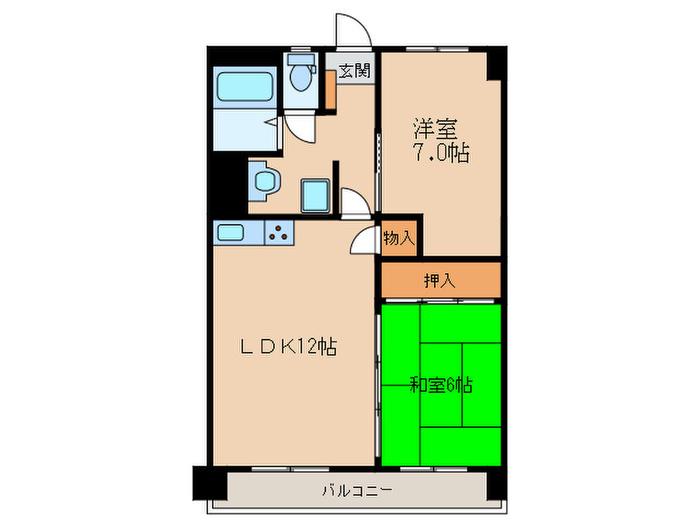 ビレッジ城月(2LDK/4階)の間取り写真