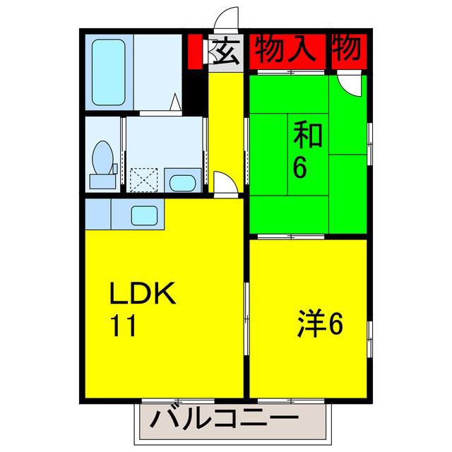 プリムローズ参番館(2LDK/2階)の間取り写真
