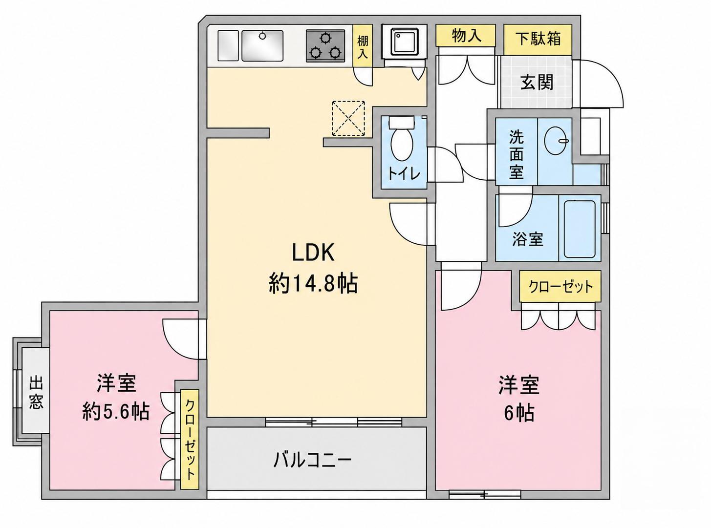 松原タウンホーム(2LDK/3階)の間取り写真