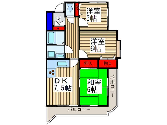 コスモマンション(3DK/5階)の間取り写真