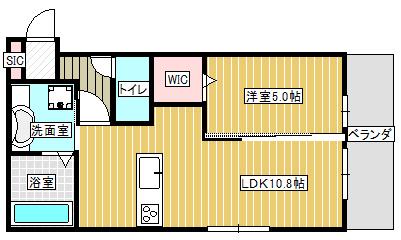 ラ・エスパシオ合志II(1LDK/1階)の間取り写真