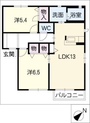 コンフォールハイツ瀬戸B棟(2LDK/2階)の間取り写真