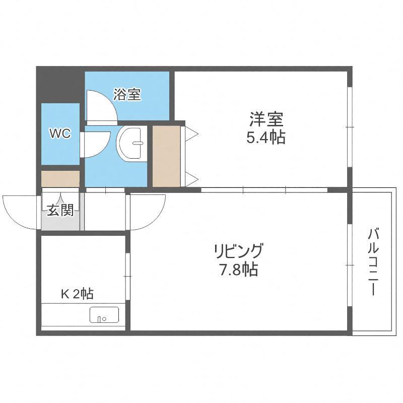 ミュプレ円山公園(1LDK/2階)の間取り写真