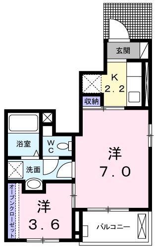 エスポワール前里(1K/1階)の間取り写真