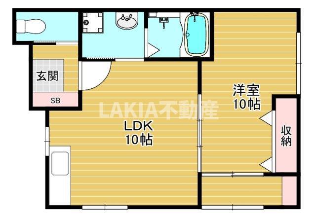 クリスタル勝山(2LDK/3階)の間取り写真