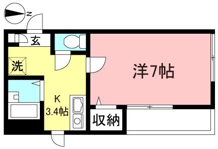 コーラル代沢(1K/2階)の間取り写真