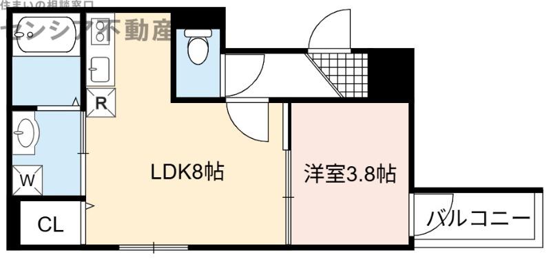 サンフィールロジェ大阪城公園(1LDK/3階)の間取り写真